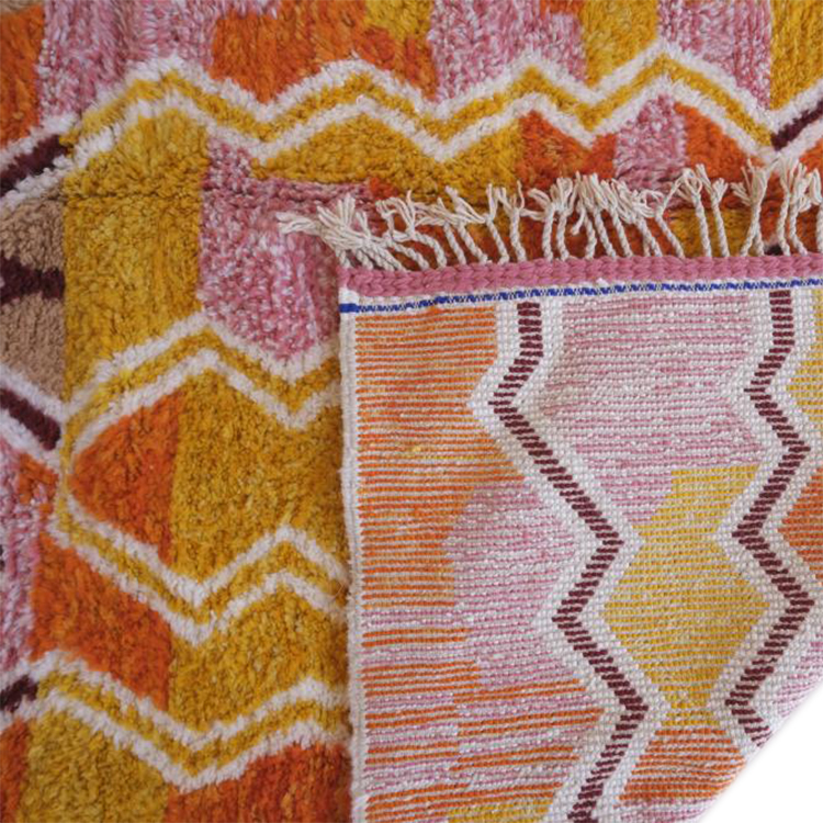Moroccan custom rug from Beni Ourain, Wool and Thread, Colorful