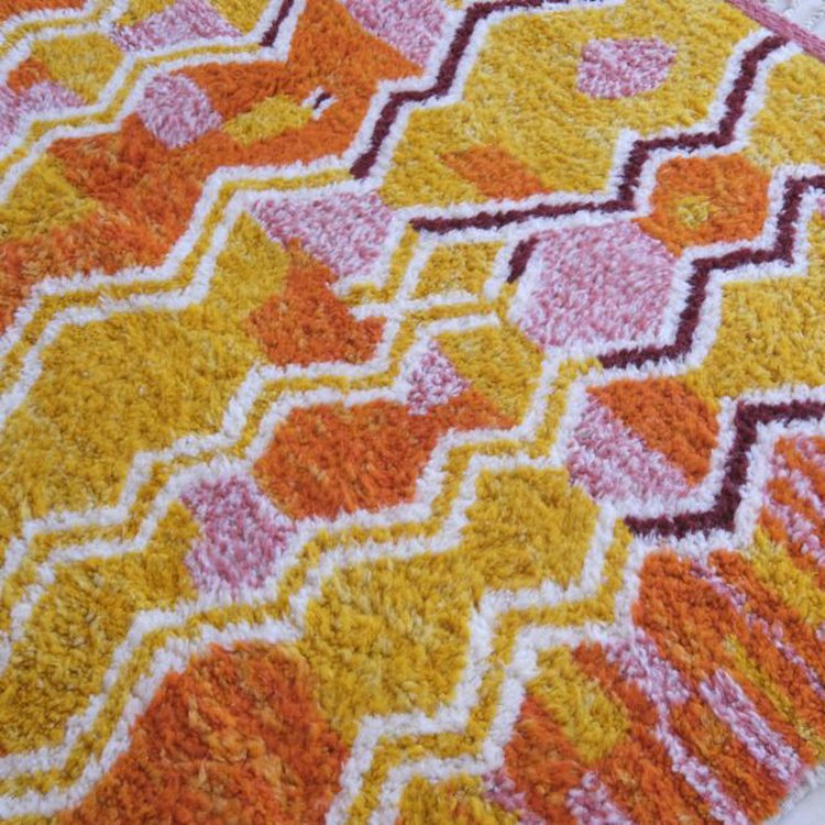 Moroccan custom rug from Beni Ourain, Wool and Thread, Colorful