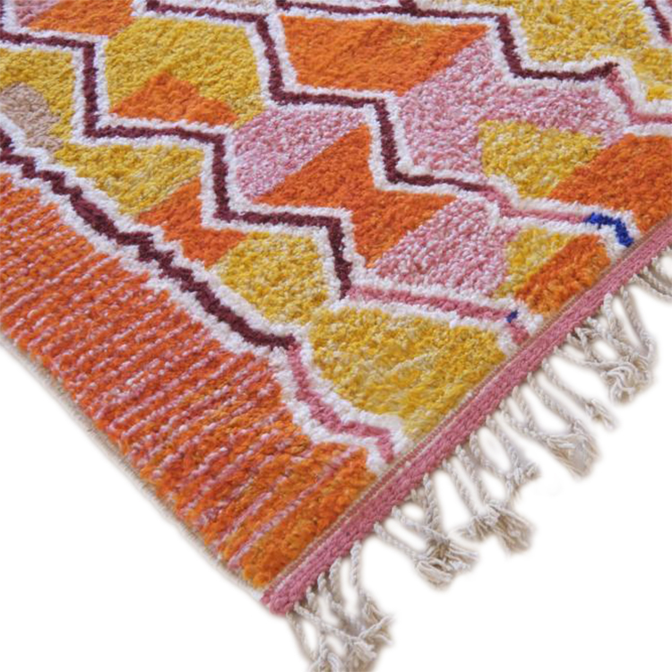 Moroccan custom rug from Beni Ourain, Wool and Thread, Colorful