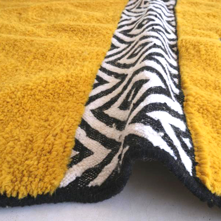 Moroccan custom rug from Beni Ourain, Wool and Thread, Yellow