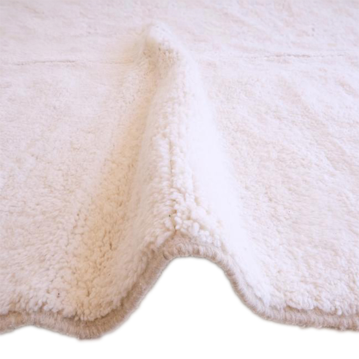 Moroccan custom rug from Beni Ourain, Wool and Thread, White