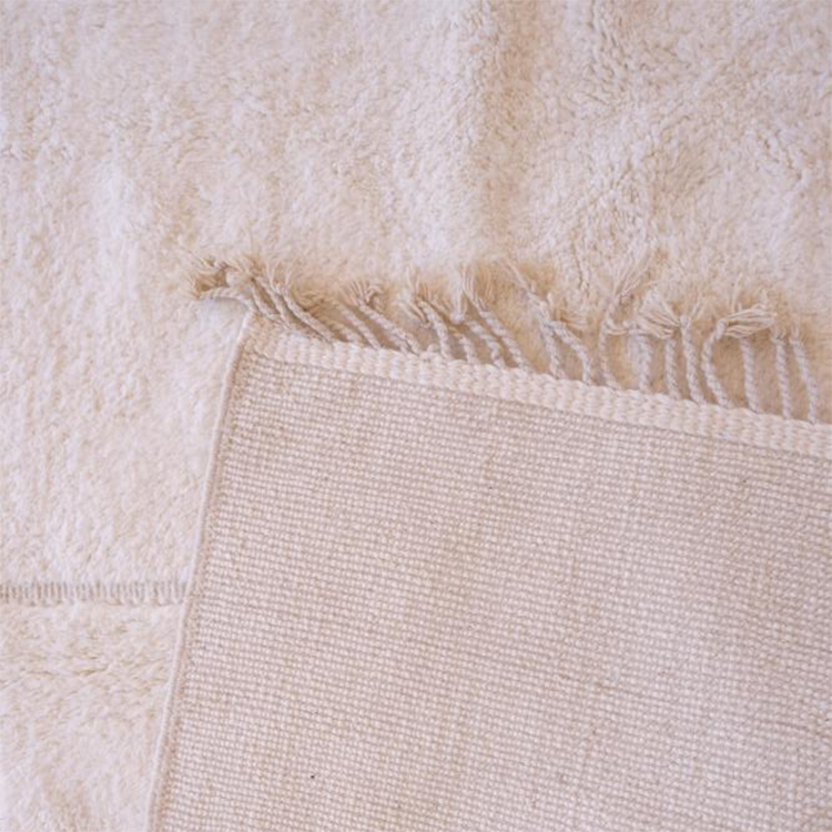 Moroccan custom rug from Beni Ourain, Wool and Thread, White