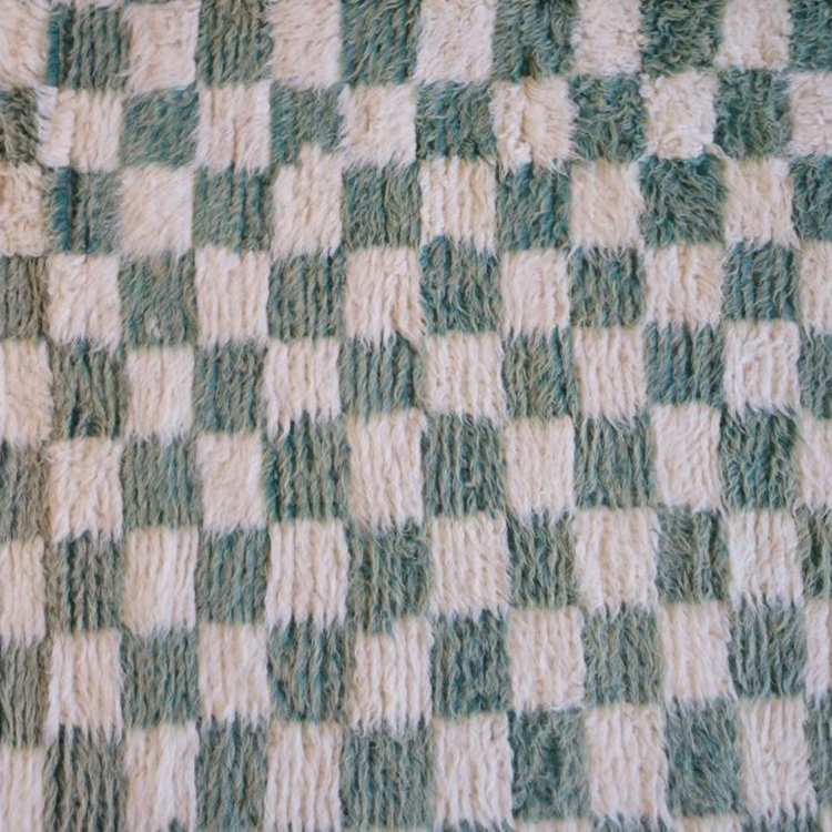 Moroccan custom rug from Beni Ourain, Wool and Thread, Green