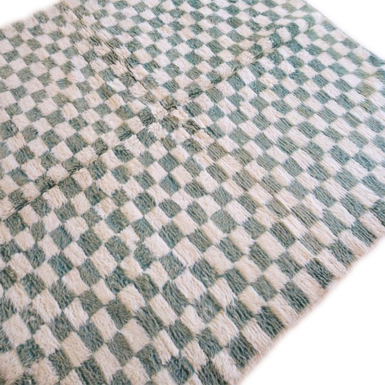 Moroccan custom rug from Beni Ourain, Wool and Thread, Green