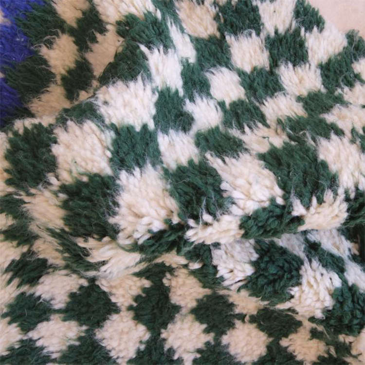 Moroccan custom rug from Beni Ourain, Wool and Thread, Green