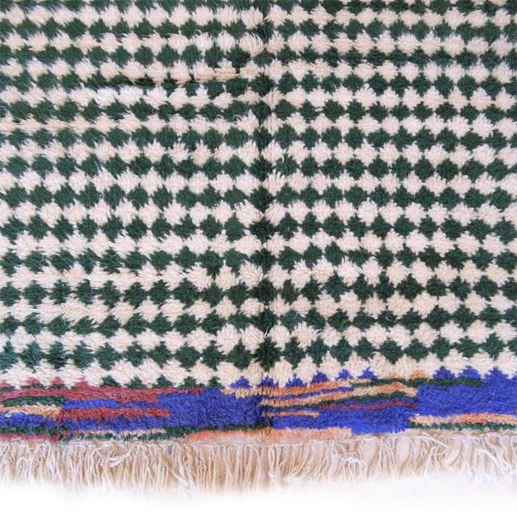Moroccan custom rug from Beni Ourain, Wool and Thread, Green