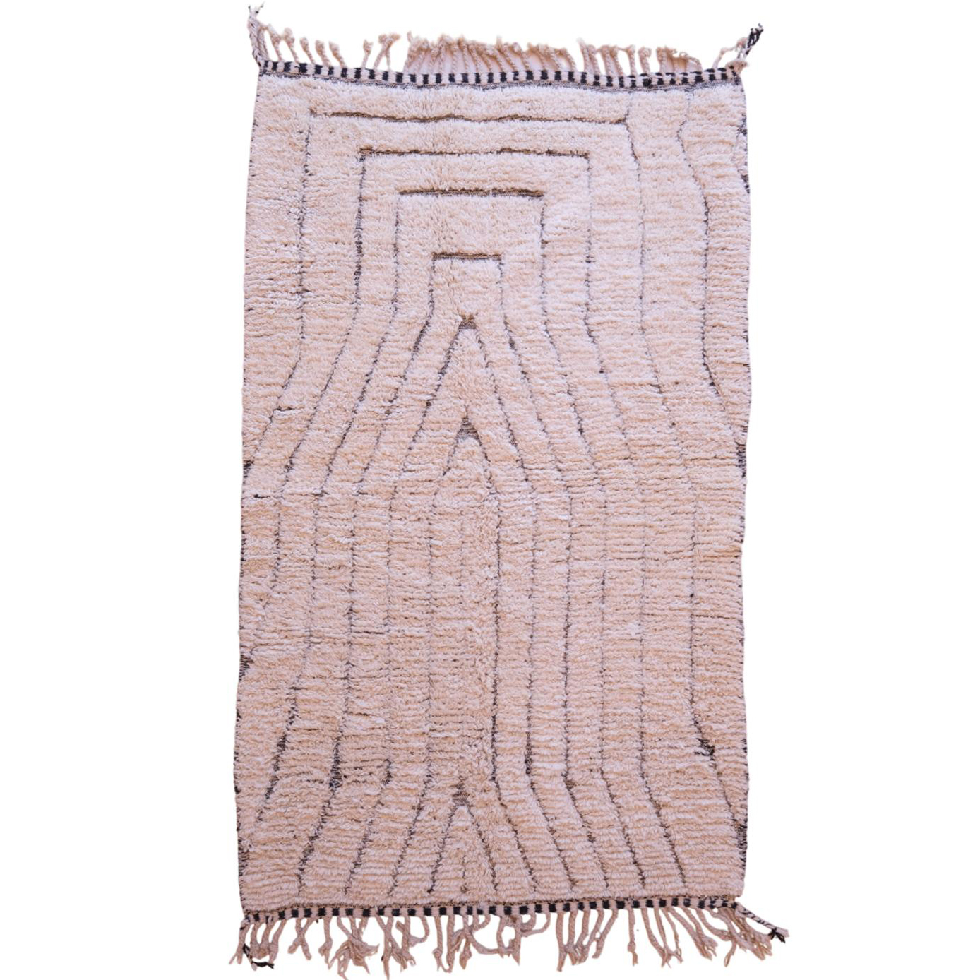 Moroccan custom rug from Beni Ourain, Wool and Thread, White