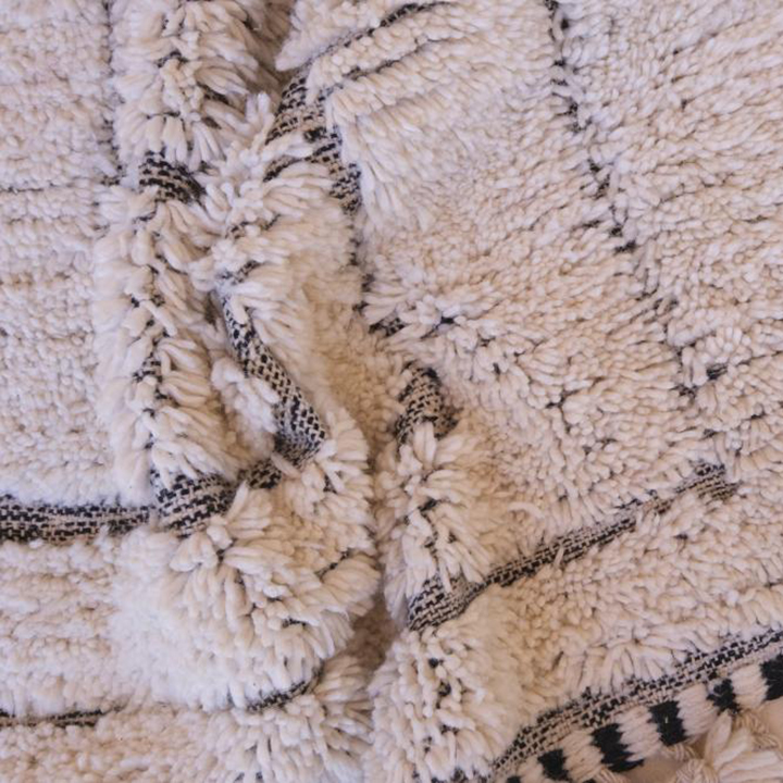 Moroccan custom rug from Beni Ourain, Wool and Thread, White