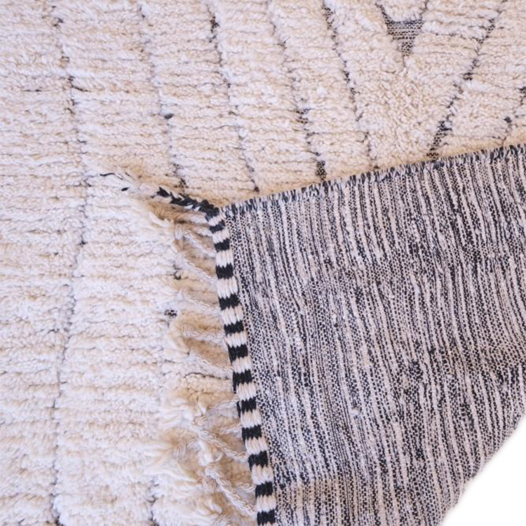 Moroccan custom rug from Beni Ourain, Wool and Thread, White