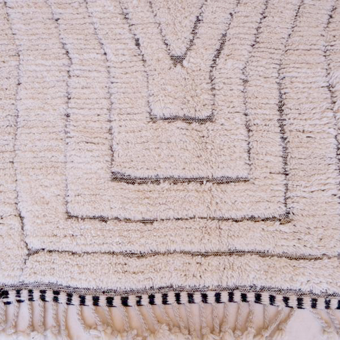 Moroccan custom rug from Beni Ourain, Wool and Thread, White