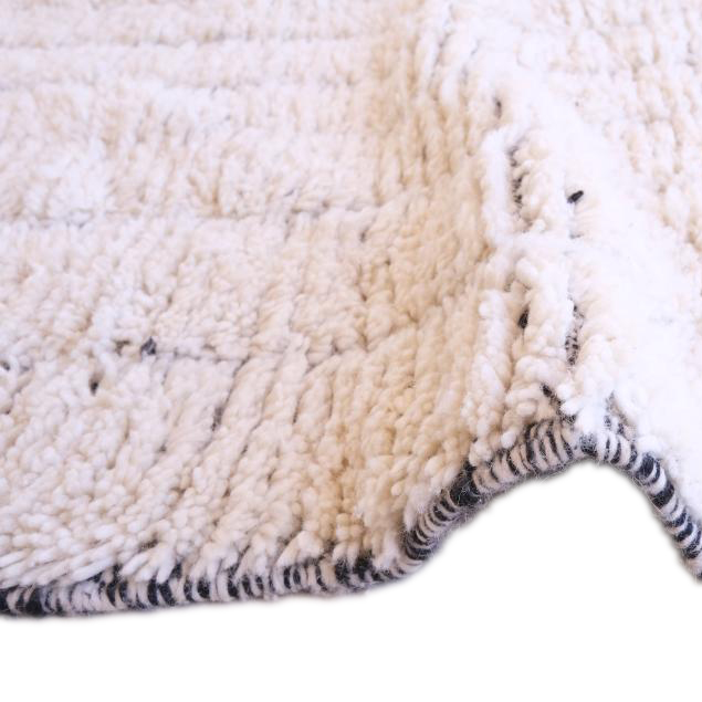 Moroccan custom rug from Beni Ourain, Wool and Thread, White