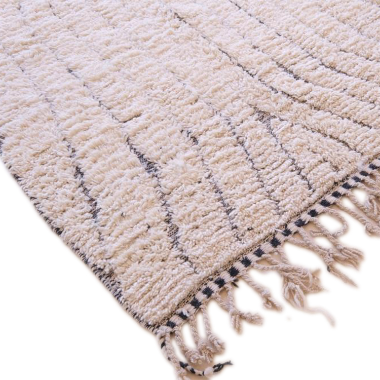 Moroccan custom rug from Beni Ourain, Wool and Thread, White