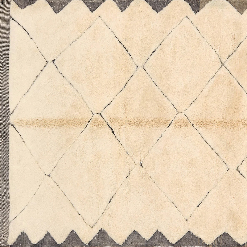 Moroccan custom rug from Beni Ourain, Wool and Thread, Off-white