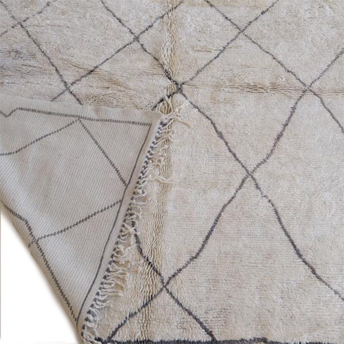 Moroccan custom rug from Beni Ourain, Wool and Thread, black and white