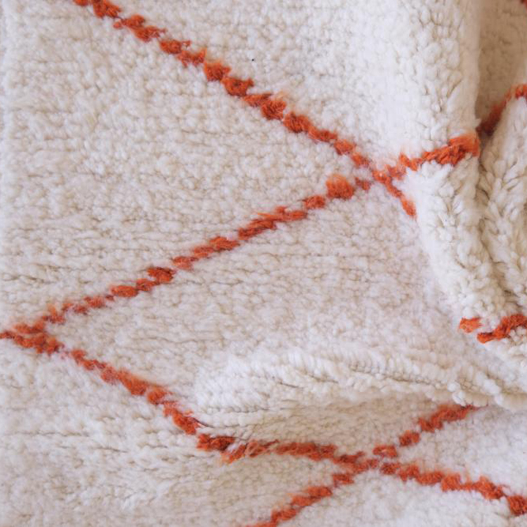 Moroccan custom rug from Beni Ourain, Wool and Thread, Orange