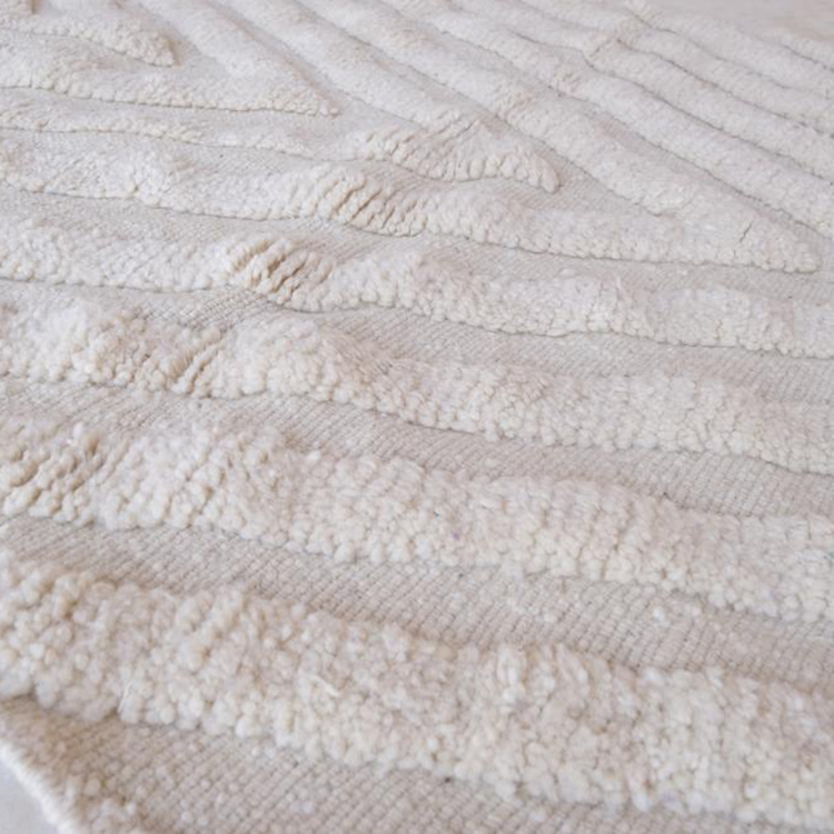 Moroccan custom rug from Beni Ourain, Wool and Thread, White