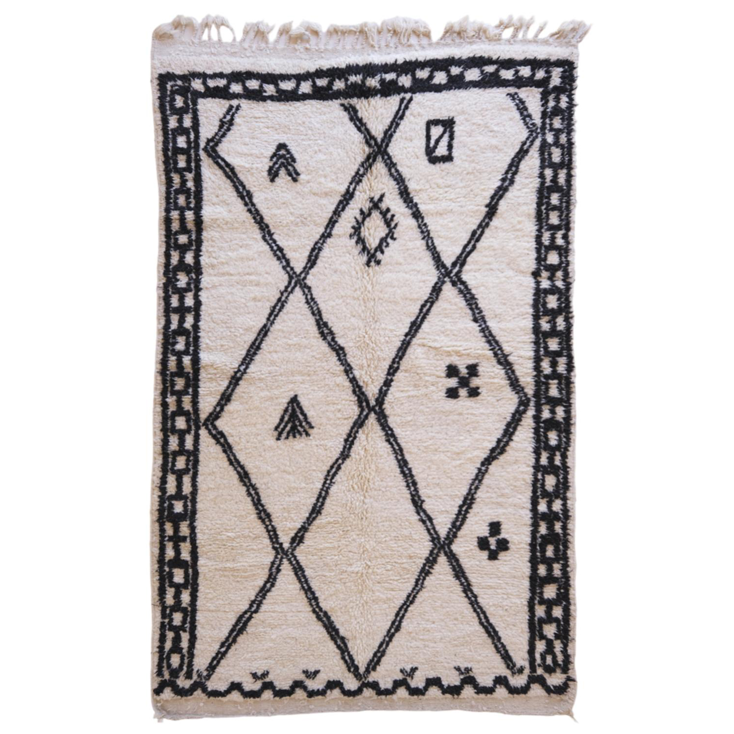 Moroccan custom rug from Beni Ourain, Wool and Thread, Black
