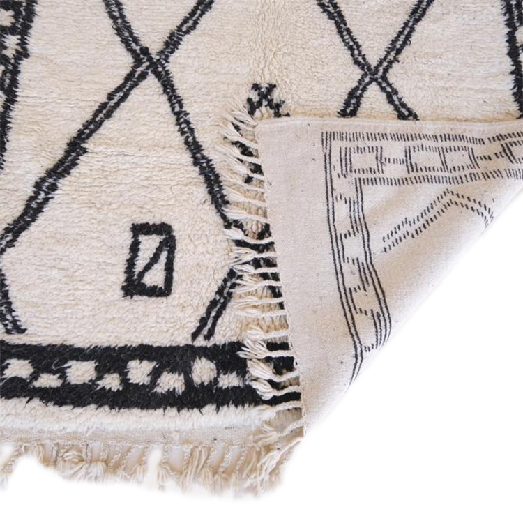 Moroccan custom rug from Beni Ourain, Wool and Thread, Black