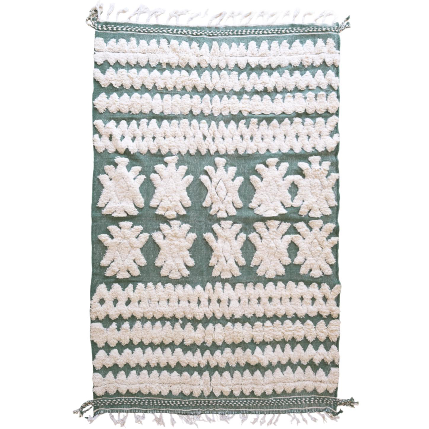 Moroccan custom rug from Beni Ourain, Wool and Thread, White