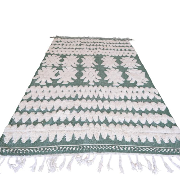 Moroccan custom rug from Beni Ourain, Wool and Thread, White