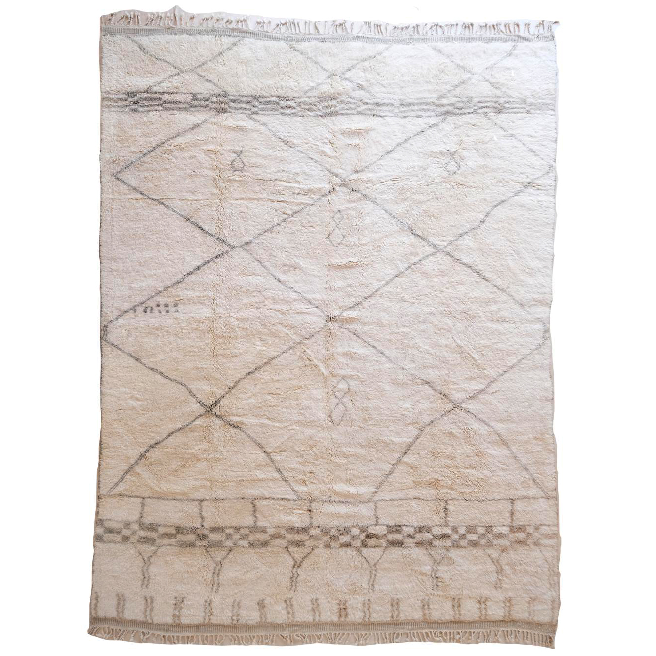 Moroccan custom rug from Beni Ourain, Wool and Thread, White