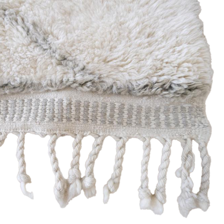 Moroccan custom rug from Beni Ourain, Wool and Thread, White