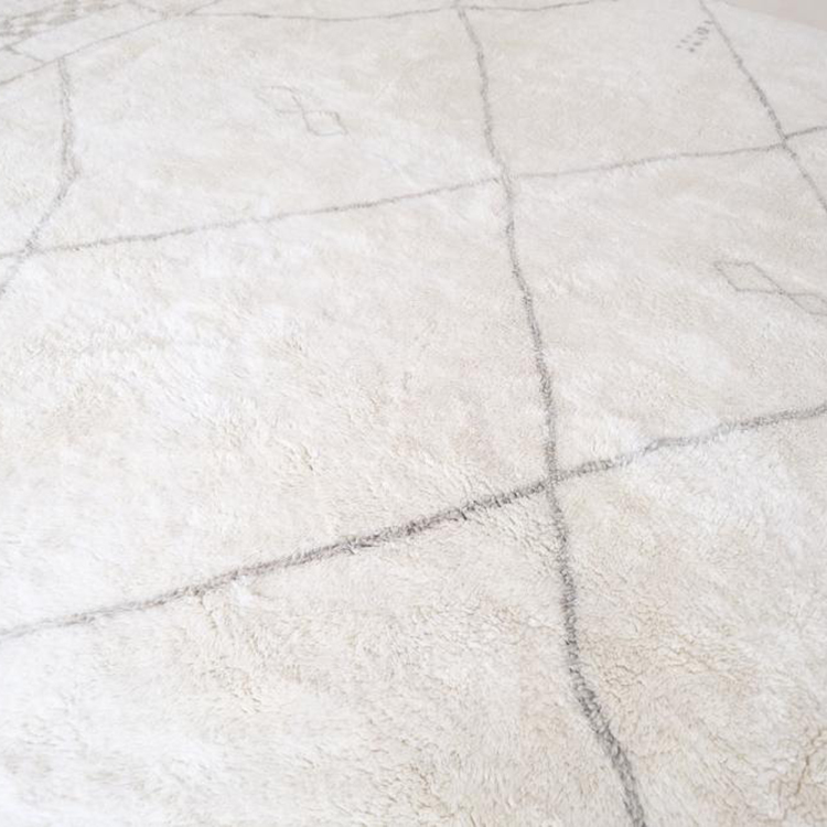 Moroccan custom rug from Beni Ourain, Wool and Thread, White