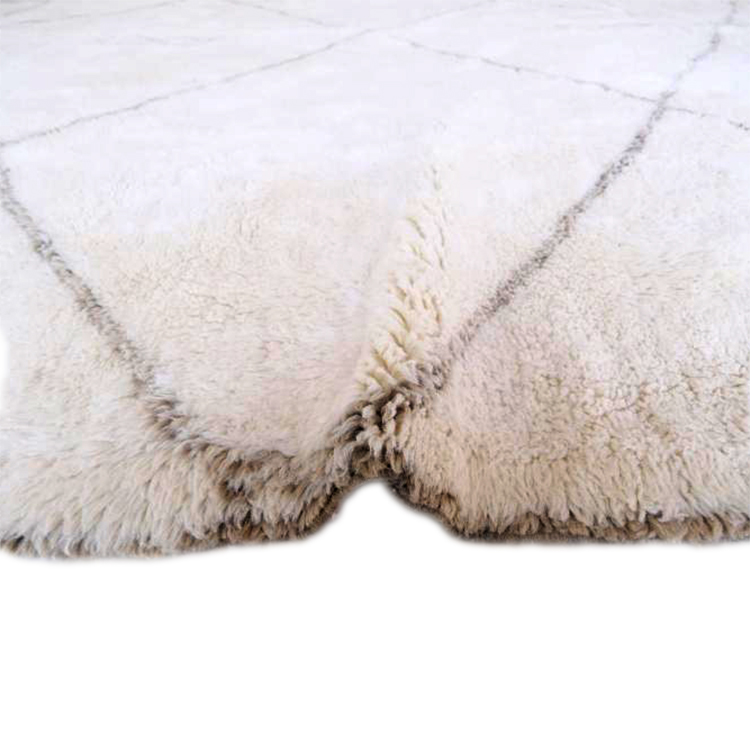 Moroccan custom rug from Beni Ourain, Wool and Thread, White