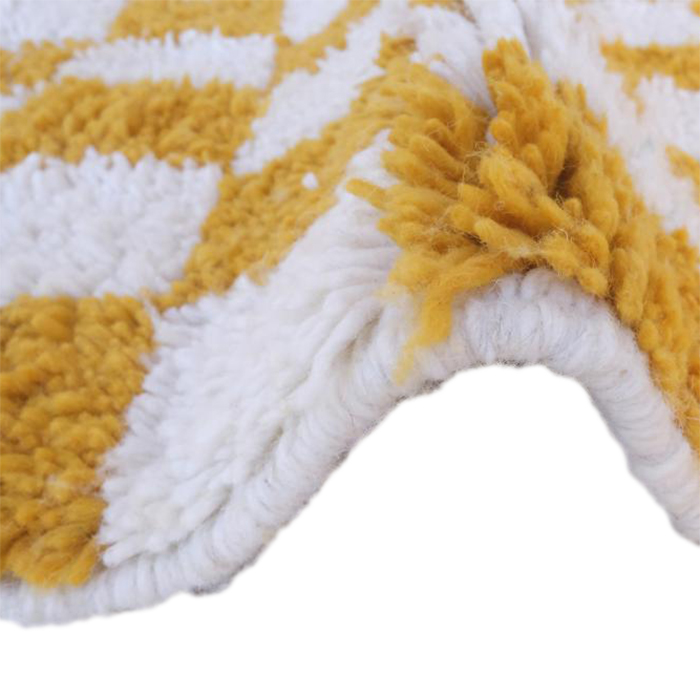 Moroccan custom rug from Beni Ourain, Wool and Thread, Yellow