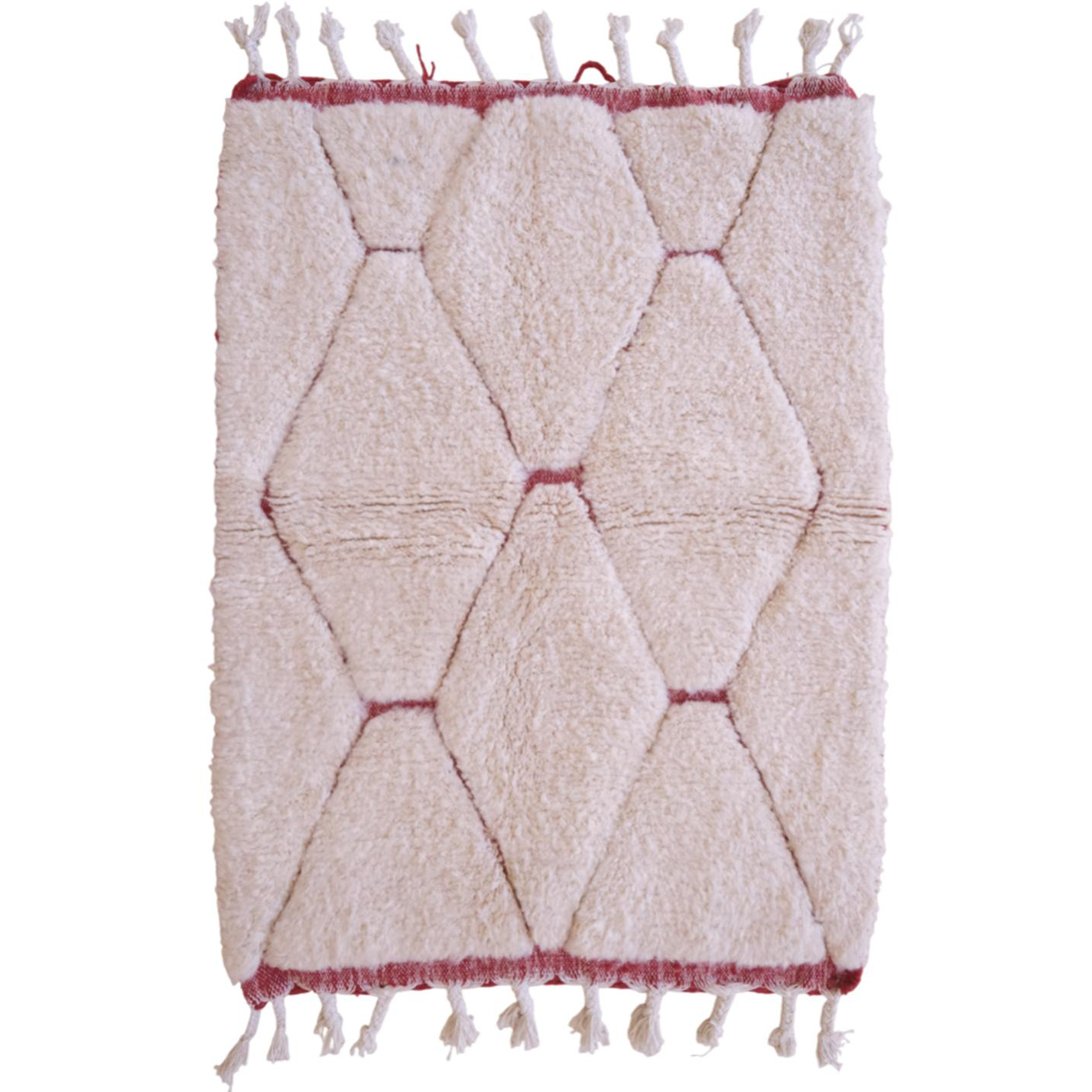 Moroccan custom rug from Beni Ourain, Wool and Thread, White