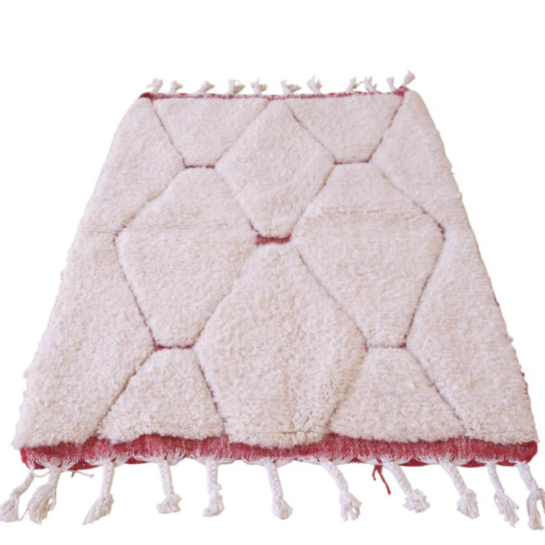 Moroccan custom rug from Beni Ourain, Wool and Thread, White