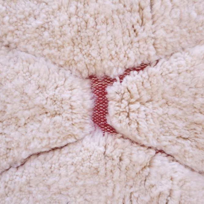 Moroccan custom rug from Beni Ourain, Wool and Thread, White