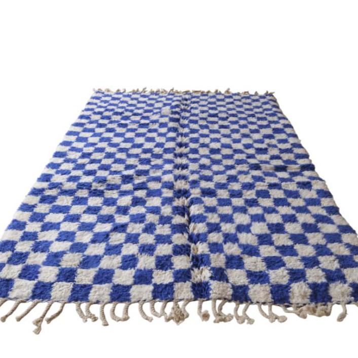 Moroccan custom rug from Beni Ourain, Wool and Thread, Blue