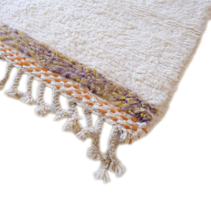 Moroccan custom rug from Beni Ourain, Wool and Thread, White