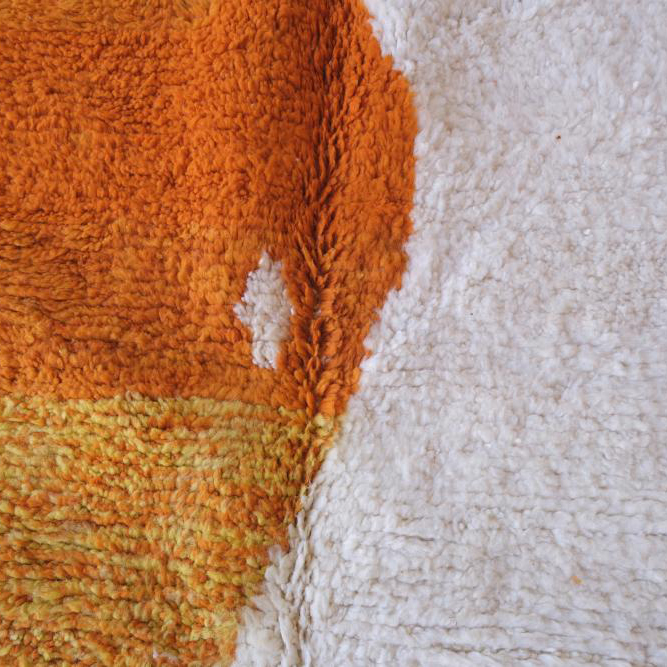 Moroccan custom rug from Beni Ourain, Wool and Thread, White