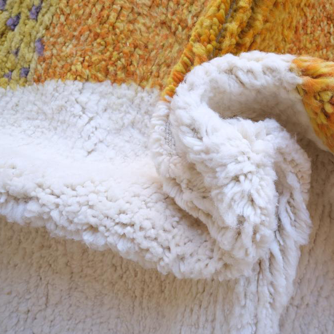 Moroccan custom rug from Beni Ourain, Wool and Thread, White