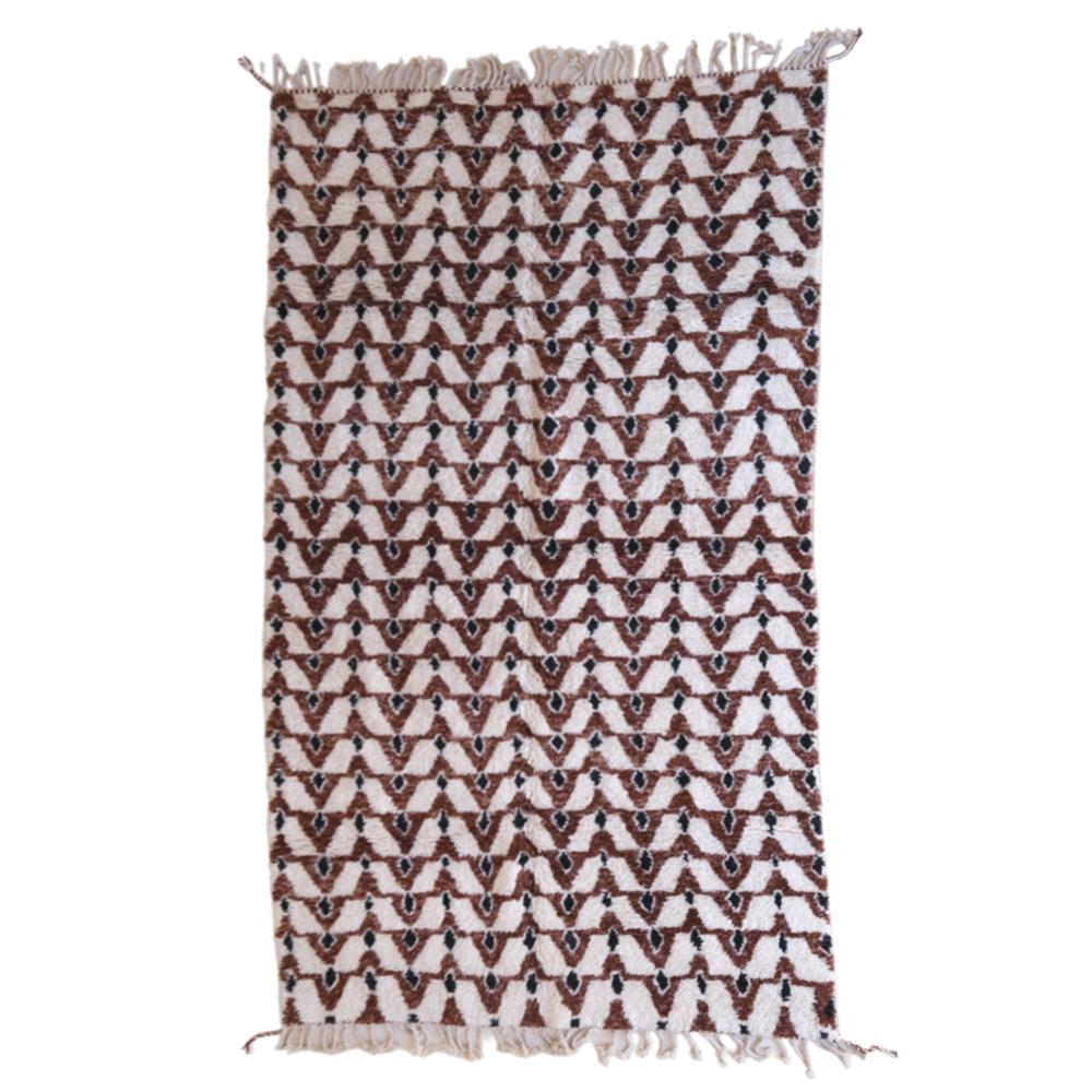 Moroccan custom rug from Beni Ourain, Wool and Thread, Brown
