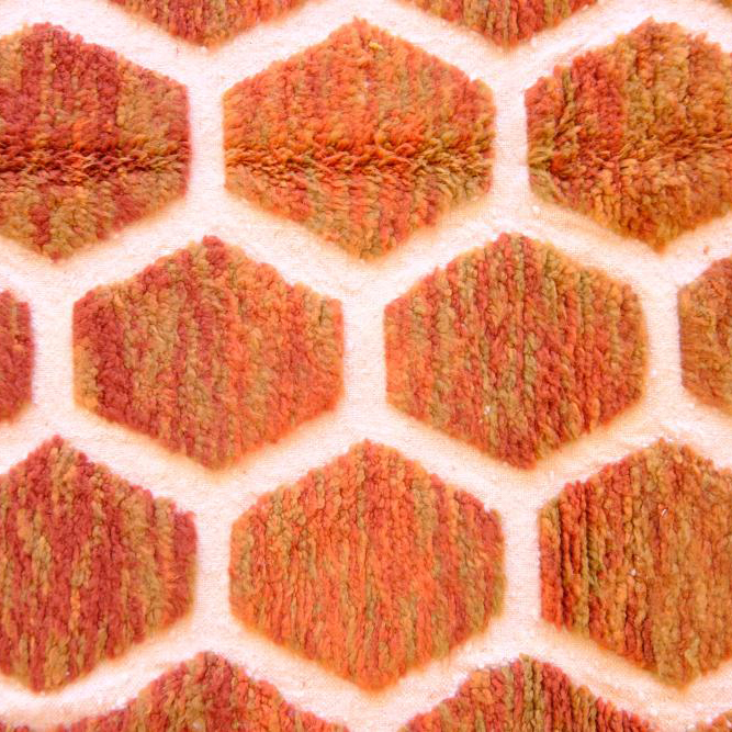 Moroccan custom rug from Beni Ourain, Wool and Thread, Orange