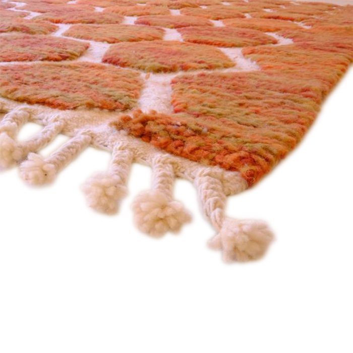 Moroccan custom rug from Beni Ourain, Wool and Thread, Orange