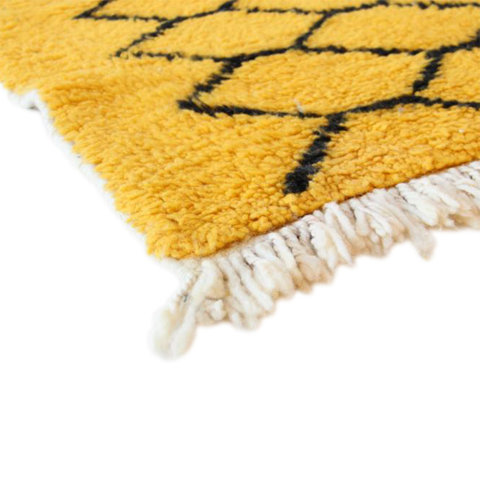 Moroccan custom rug from Beni Ourain, Wool and Thread, Yellow