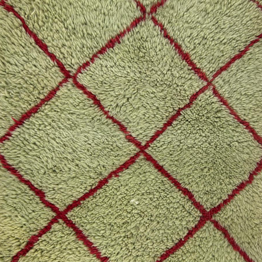 Moroccan custom rug from Beni Ourain, Wool and Thread, Green