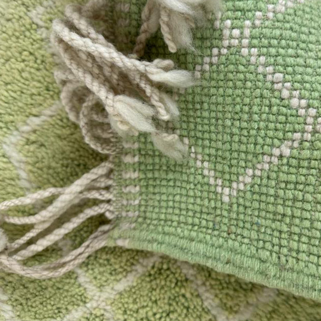 Moroccan custom rug from Beni Ourain, Wool and Thread, Green