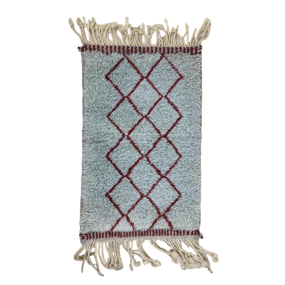 Moroccan custom rug from Beni Ourain, Wool and Thread, Blue