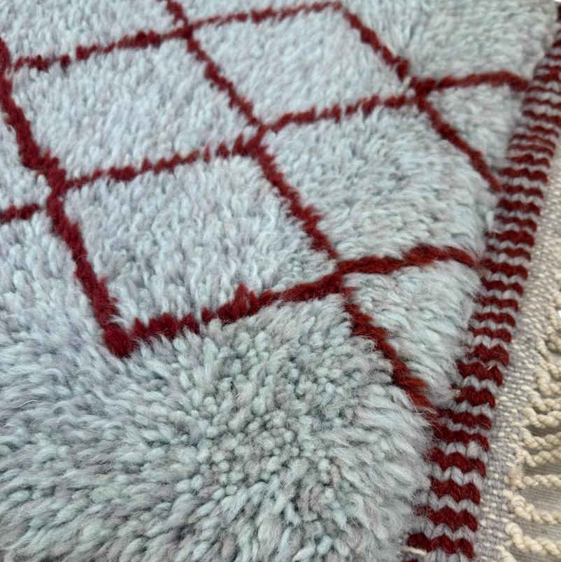 Moroccan custom rug from Beni Ourain, Wool and Thread, Blue