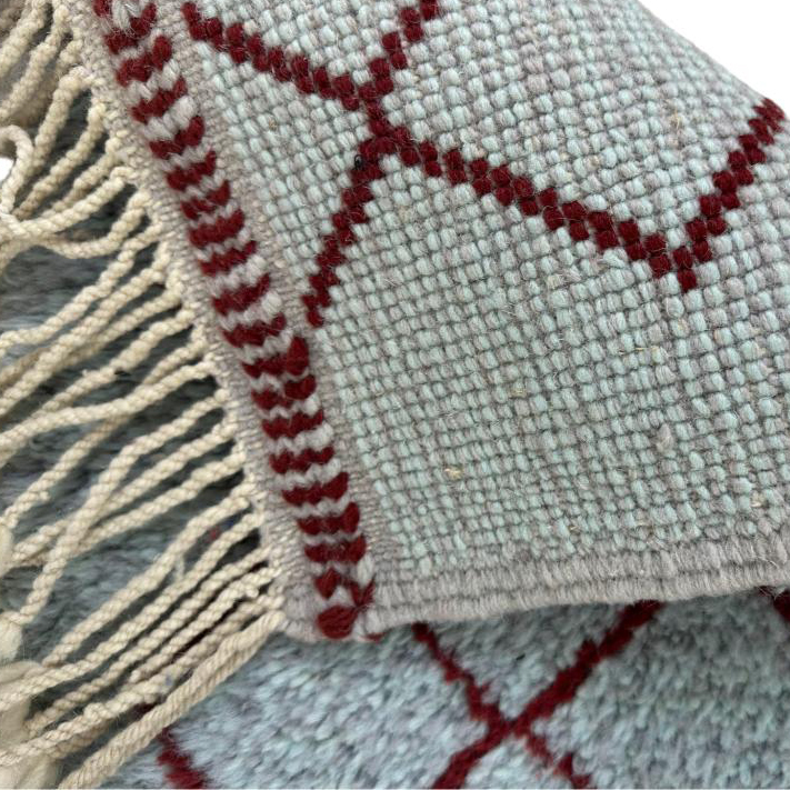 Moroccan custom rug from Beni Ourain, Wool and Thread, Blue