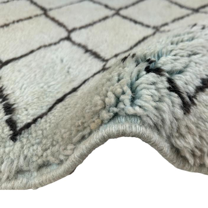 Moroccan custom rug from Beni Ourain, Wool and Thread, White