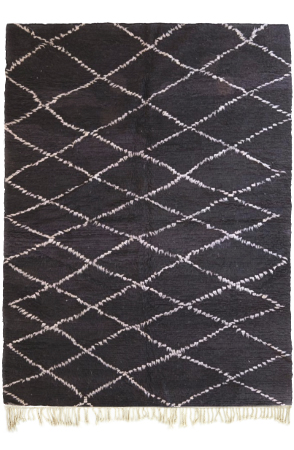 White on Black Lozenge Rug 4533