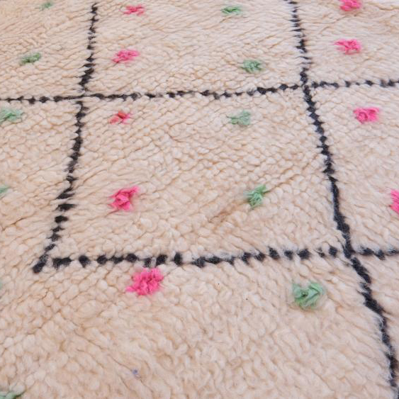Moroccan custom rug from Beni Ourain, Wool and Thread, Colorful
