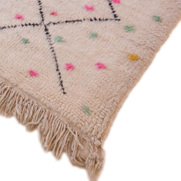 Moroccan custom rug from Beni Ourain, Wool and Thread, Colorful