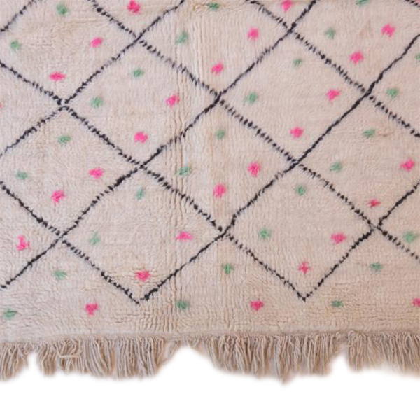 Moroccan custom rug from Beni Ourain, Wool and Thread, Colorful